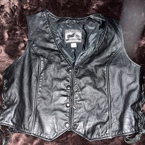 leather motorcycle biker grunge vintage vest